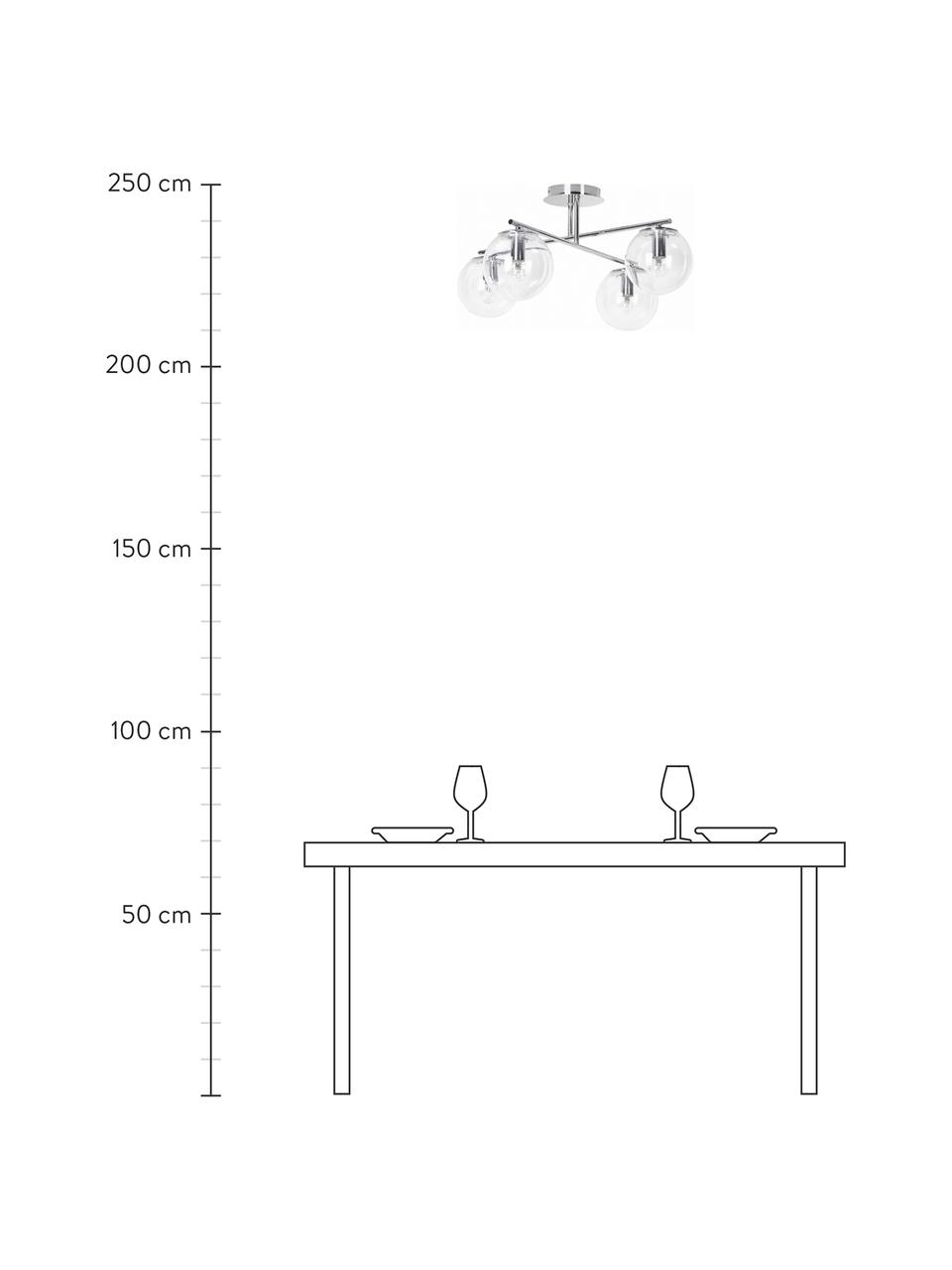 Stropná lampa Atlanta, Priehľadná, odtiene chrómovej, Š 65 x V 30 cm