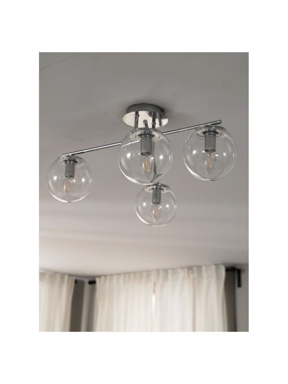 Lampada da soffitto Atlanta, Struttura: metallo cromato, Baldacchino: metallo cromato, Trasparente, cromato, Larg. 65 x Alt. 30 cm