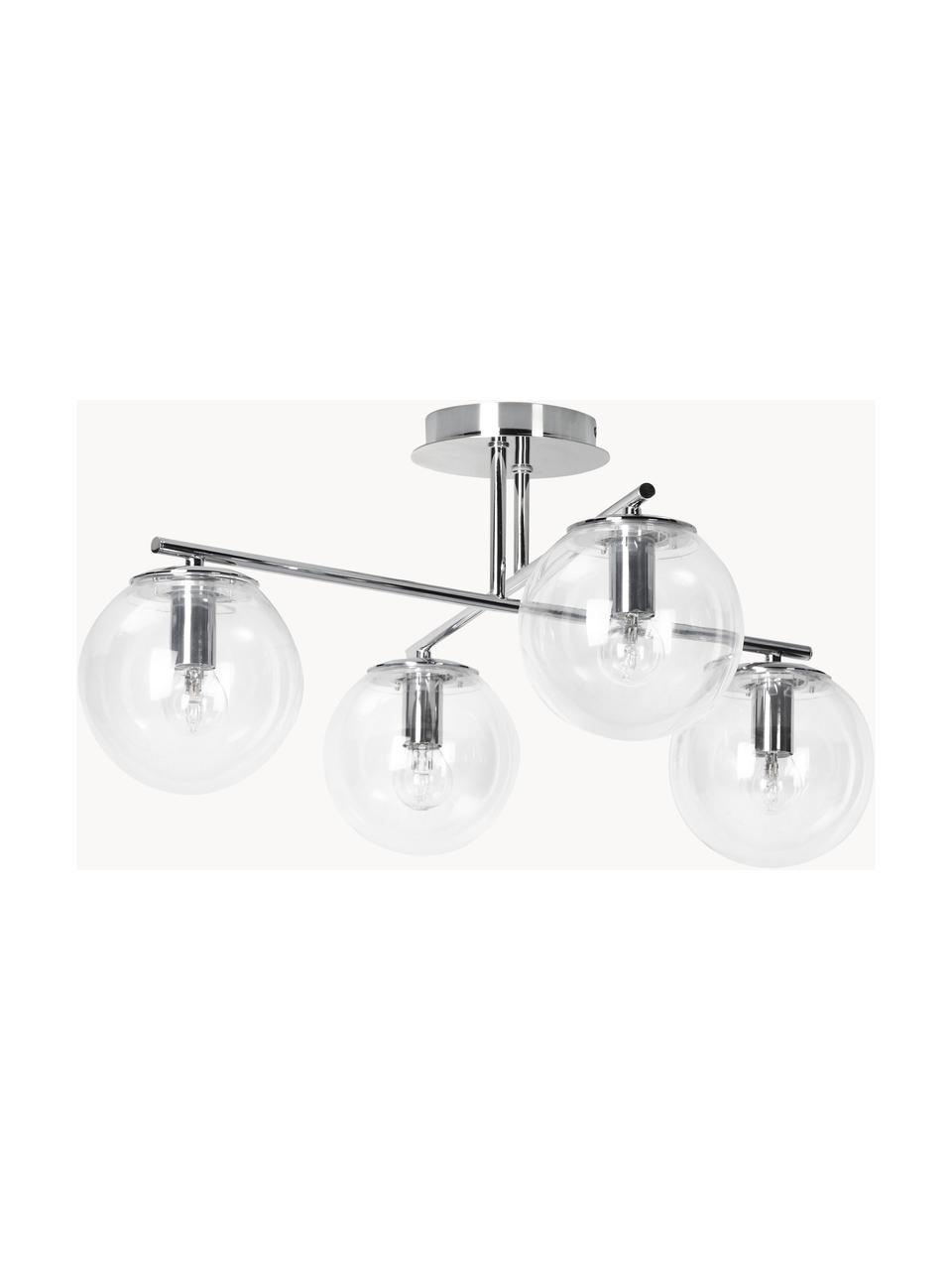 Lampada da soffitto Atlanta, Struttura: metallo cromato, Baldacchino: metallo cromato, Trasparente, cromato, Larg. 65 x Alt. 30 cm