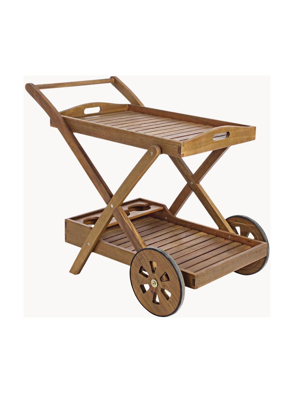 Barový vozík Noemi, Lakované a olejované akáciové dřevo, Akáciové dřevo, Š 89 cm, V 76 cm