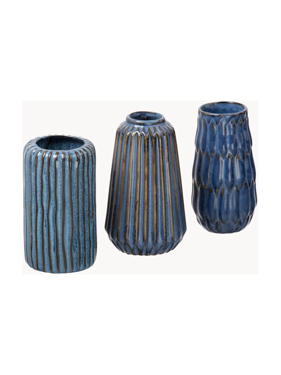 Petits vases en porcelaine Aquarel, 3 élém., Porcelaine, Tons bleus, Lot de différentes tailles