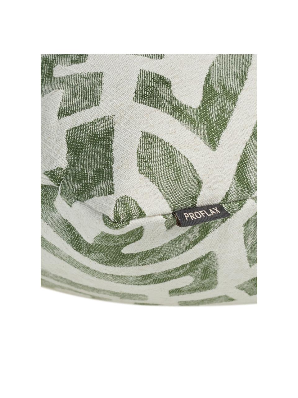 Vzorovaný povlak na polštář v ethno stylu Elani, 65 % polyester, 25 % viskóza, 10 % len, Krémová, zelená, Š 50 cm, D 50 cm