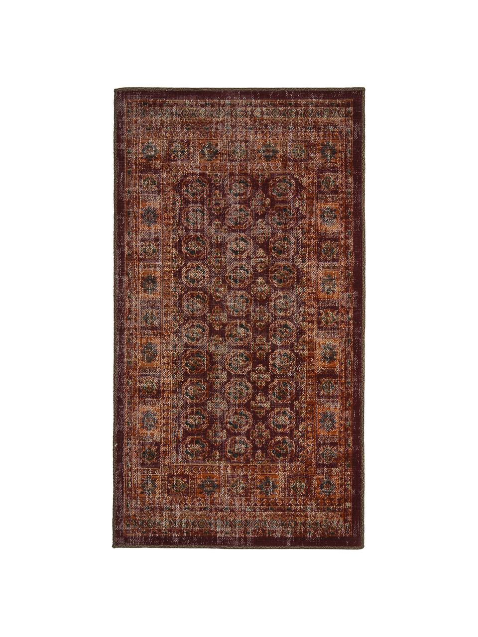 Dywan wewnętrzny/zewnętrzny w stylu orient Tilas, 100% polipropylen, Czerwony, pomarańczowy, antracytowy, S 80 x D 150 cm (Rozmiar XS)