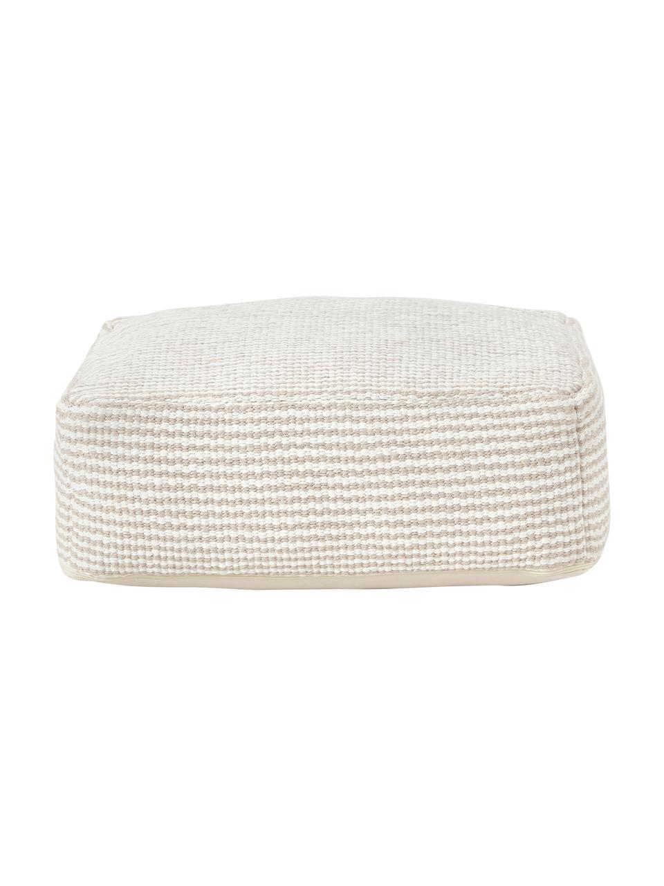 Cojín de suelo de algodón a rayas Carmelo, Funda: 100% algodón, Beige, blanco, An 60 x Al 20 cm