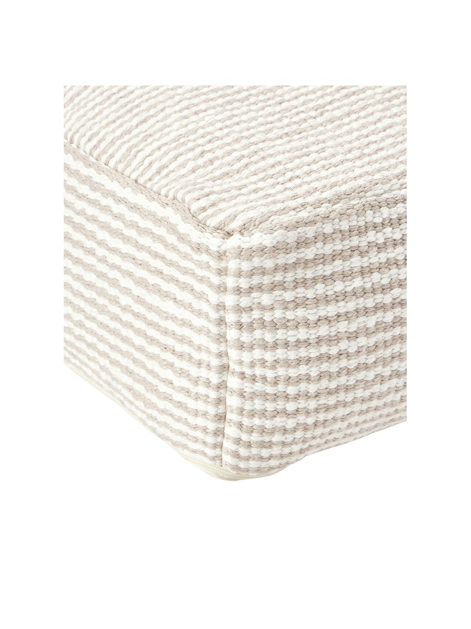 Cojín de suelo de algodón a rayas Carmelo, Funda: 100% algodón, Beige, blanco, An 60 x Al 20 cm