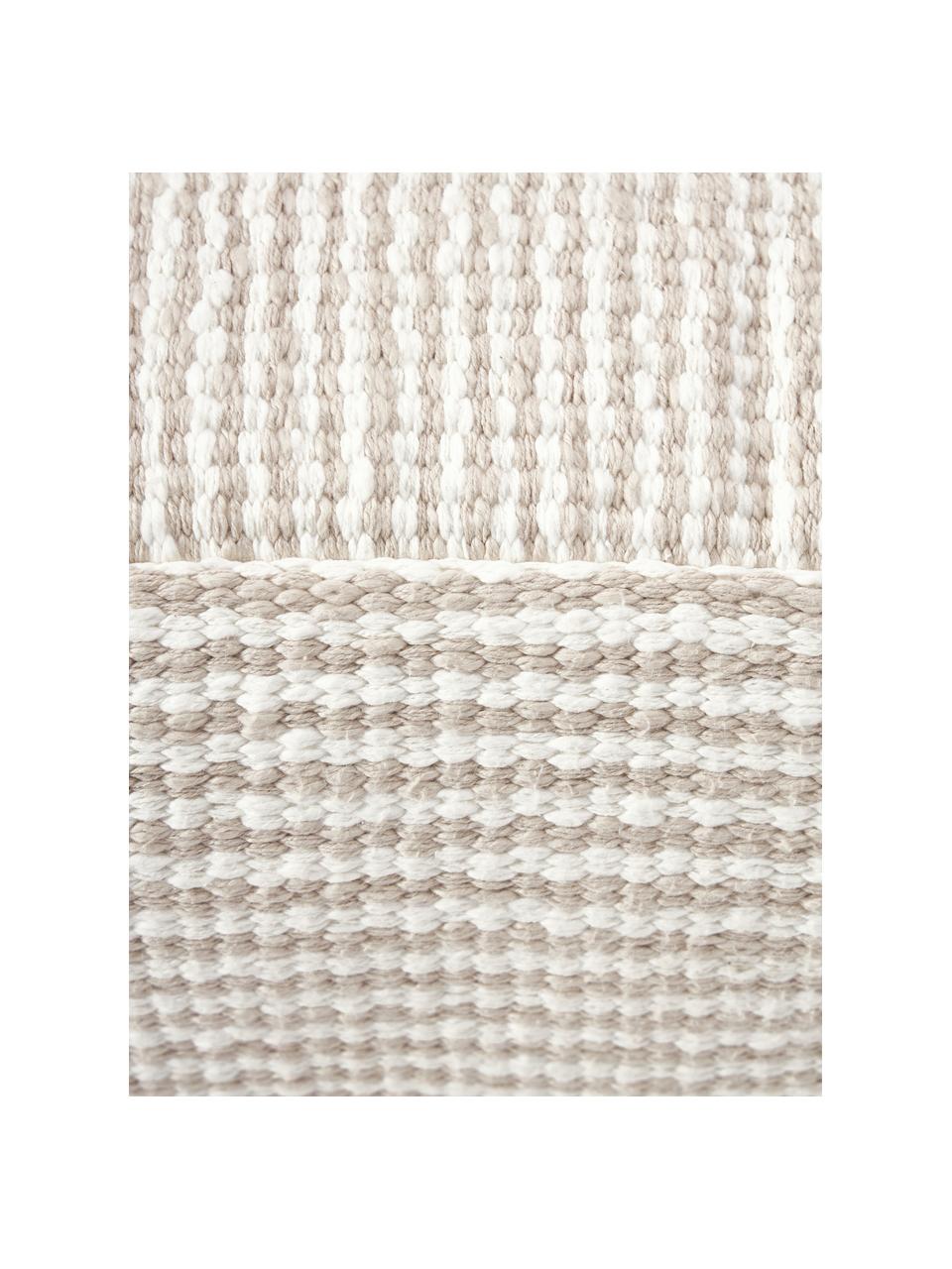 Cojín de suelo de algodón a rayas Carmelo, Funda: 100% algodón, Beige, blanco, An 60 x Al 20 cm
