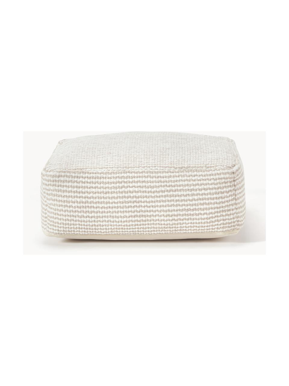 Cuscino da pavimento in cotone a righe Carmelo, Rivestimento: 100% cotone, Beige, bianco, Larg. 60 x Alt. 20 cm