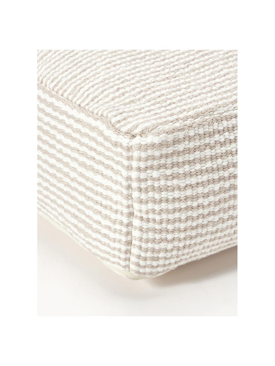 Gestreiftes Baumwoll-Bodenkissen Carmelo, Bezug: 100 % Baumwolle, Beige, Weiß, B 60 x H 20 cm