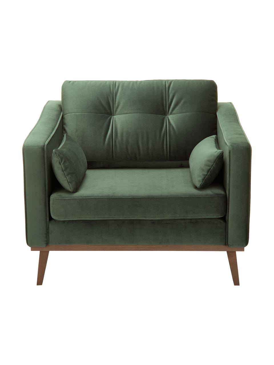 Fauteuil classique velours vert Alva, Velours olive