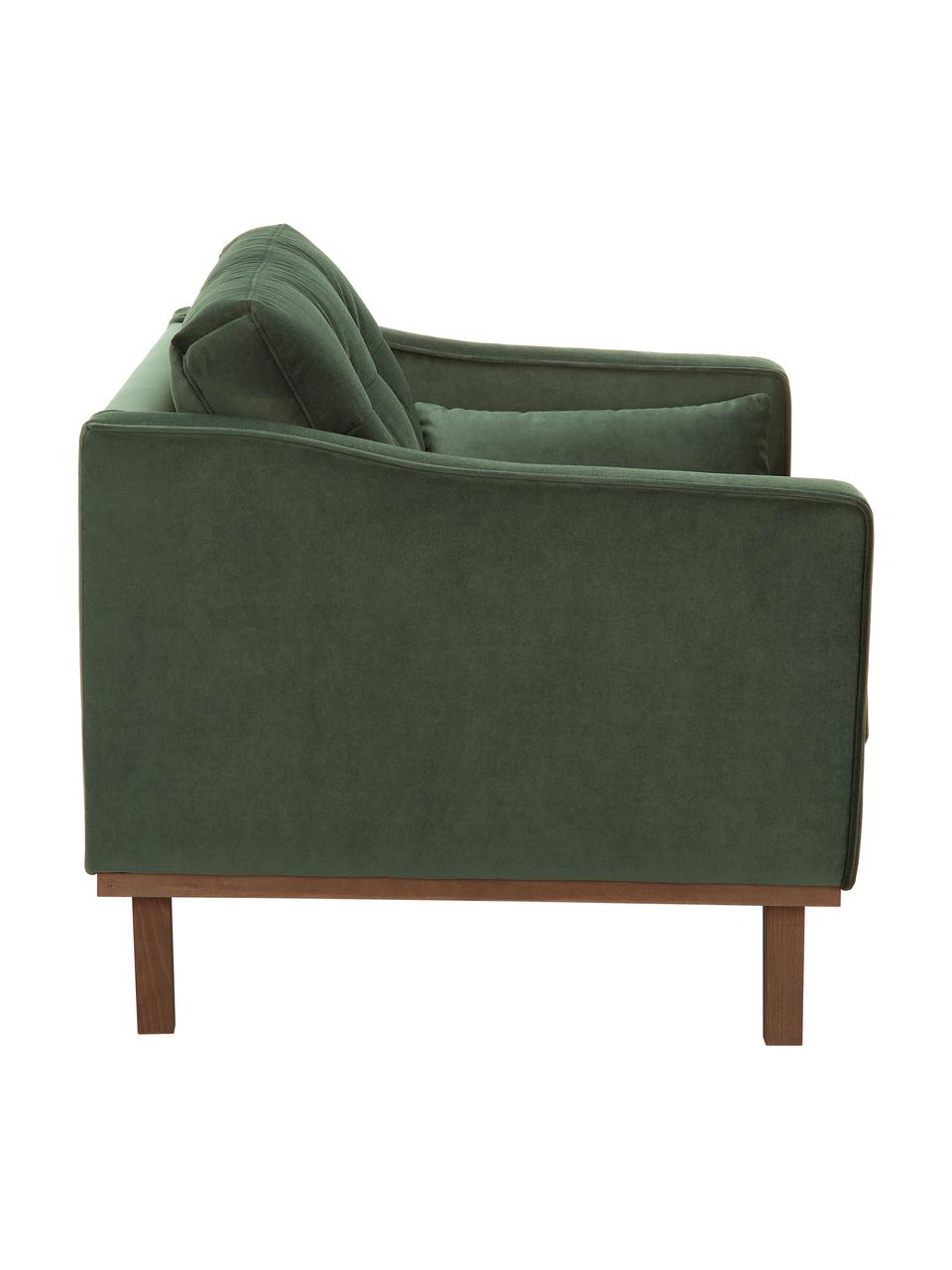 Poltrona classica in velluto verde oliva Alva, Rivestimento: velluto (copertura in pol, Struttura: legno di pino massiccio, Piedini: legno massello di faggio , Velluto oliva, Larg. 102 x Prof. 92 cm