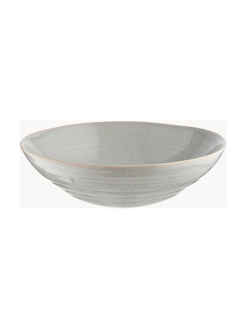 Assiettes creuses faites main Manor, 4 pièces, Grès cérame, Gris clair avec bordure beige, Ø 20 x haut. 6 cm