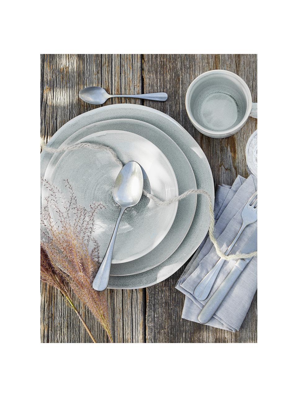 Assiettes creuses faites main Manor, 4 pièces, Grès cérame, Gris clair avec bordure beige, Ø 20 x haut. 6 cm