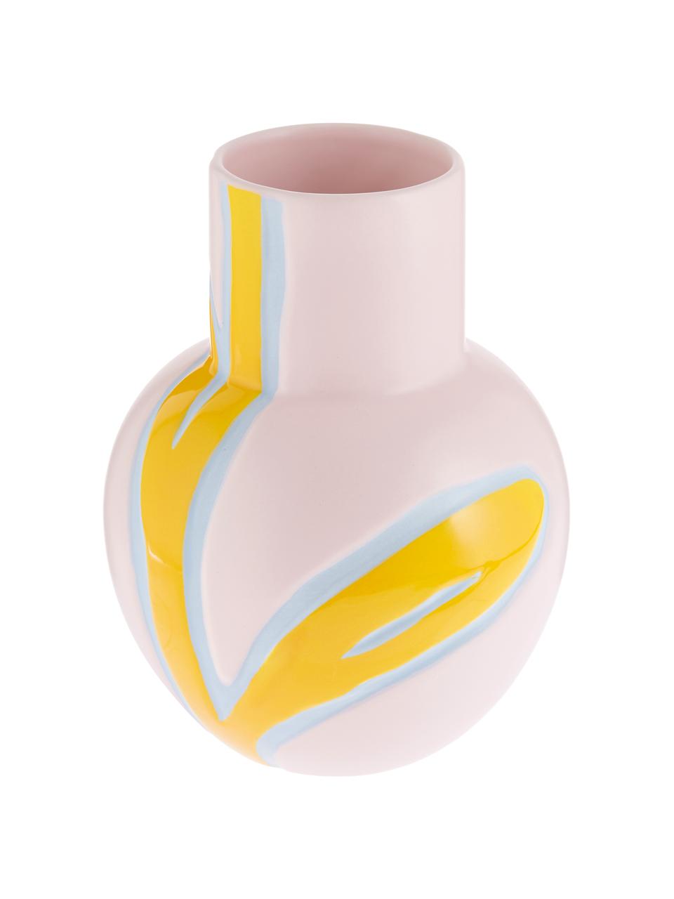Ručně vyrobená designová váza Fiora, Růžová, žlutá, světle modrá