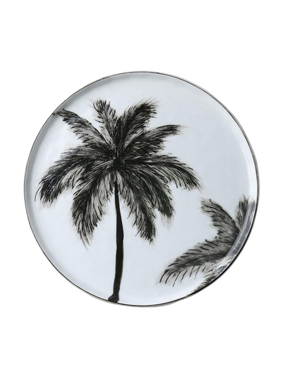 Piattino da dessert Palms 2 pz, Porcellana, Nero, bianco, Ø 22 cm