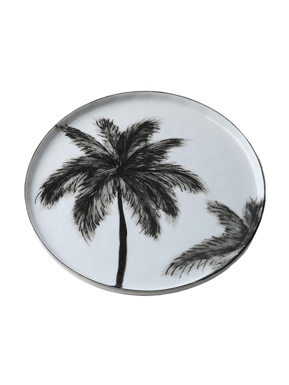 Snídaňový talíř s motivem palem Palms, 2 ks, Černá, bílá