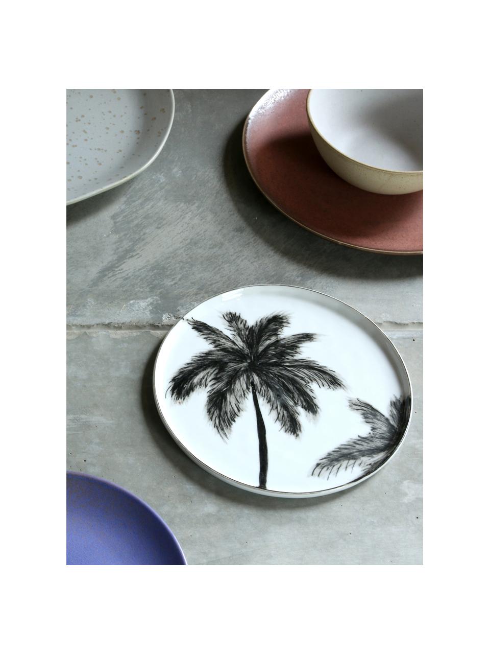 Raňajkový tanier s motívom paliem Palms, 2 ks, Čierna, biela