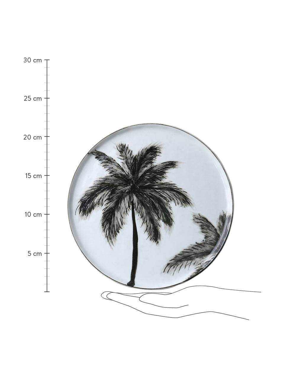 Piattino da dessert Palms 2 pz, Porcellana, Nero, bianco, Ø 22 cm