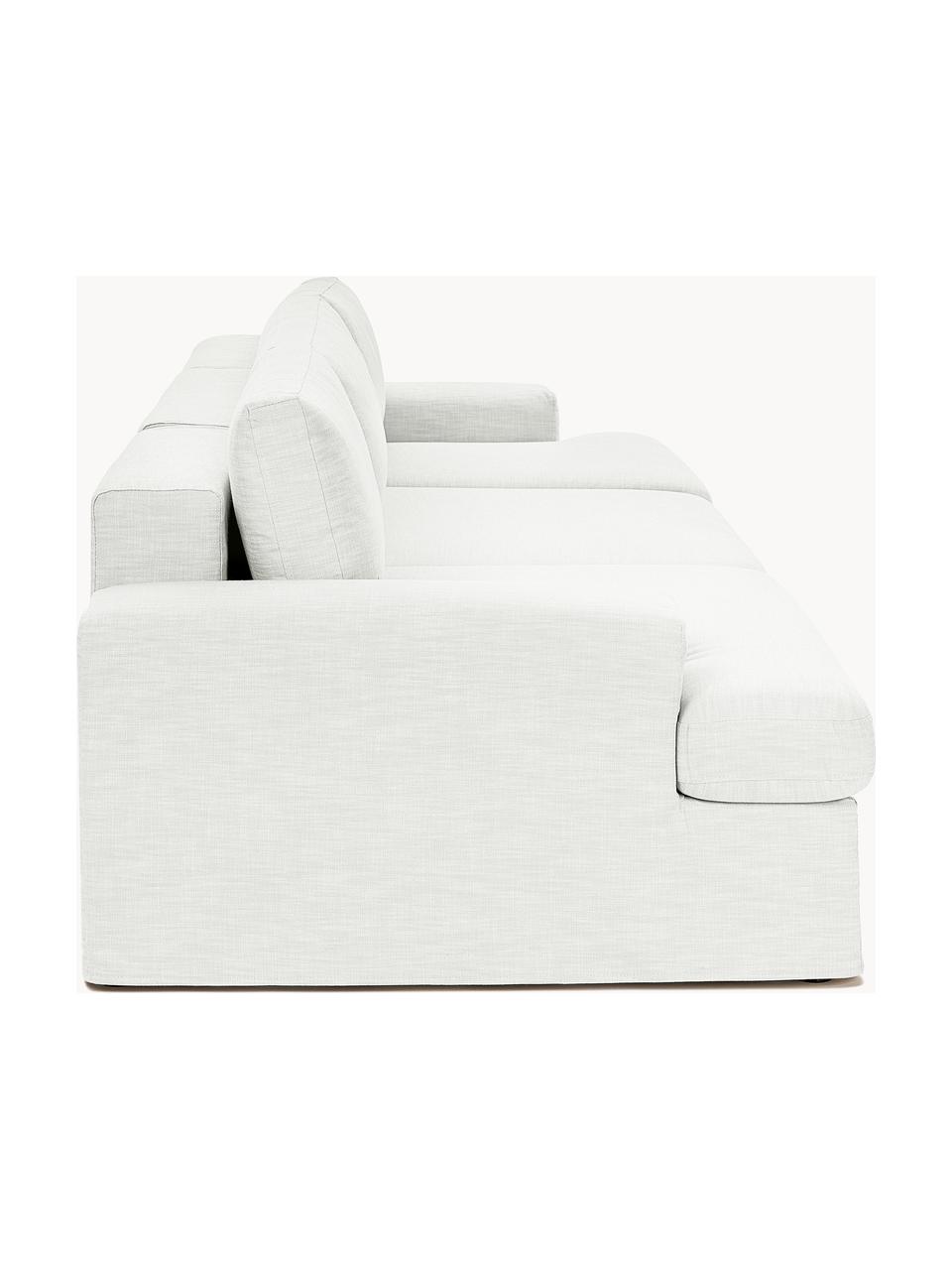 Modulares Sofa Russell (4-Sitzer) mit abnehmbaren Bezügen, Bezug: 100% Baumwolle Der strapa, Gestell: Massives Kiefernholz, Spe, Füße: Kunststoff Dieses Produkt, Webstoff Off White, B 309 x T 103 cm