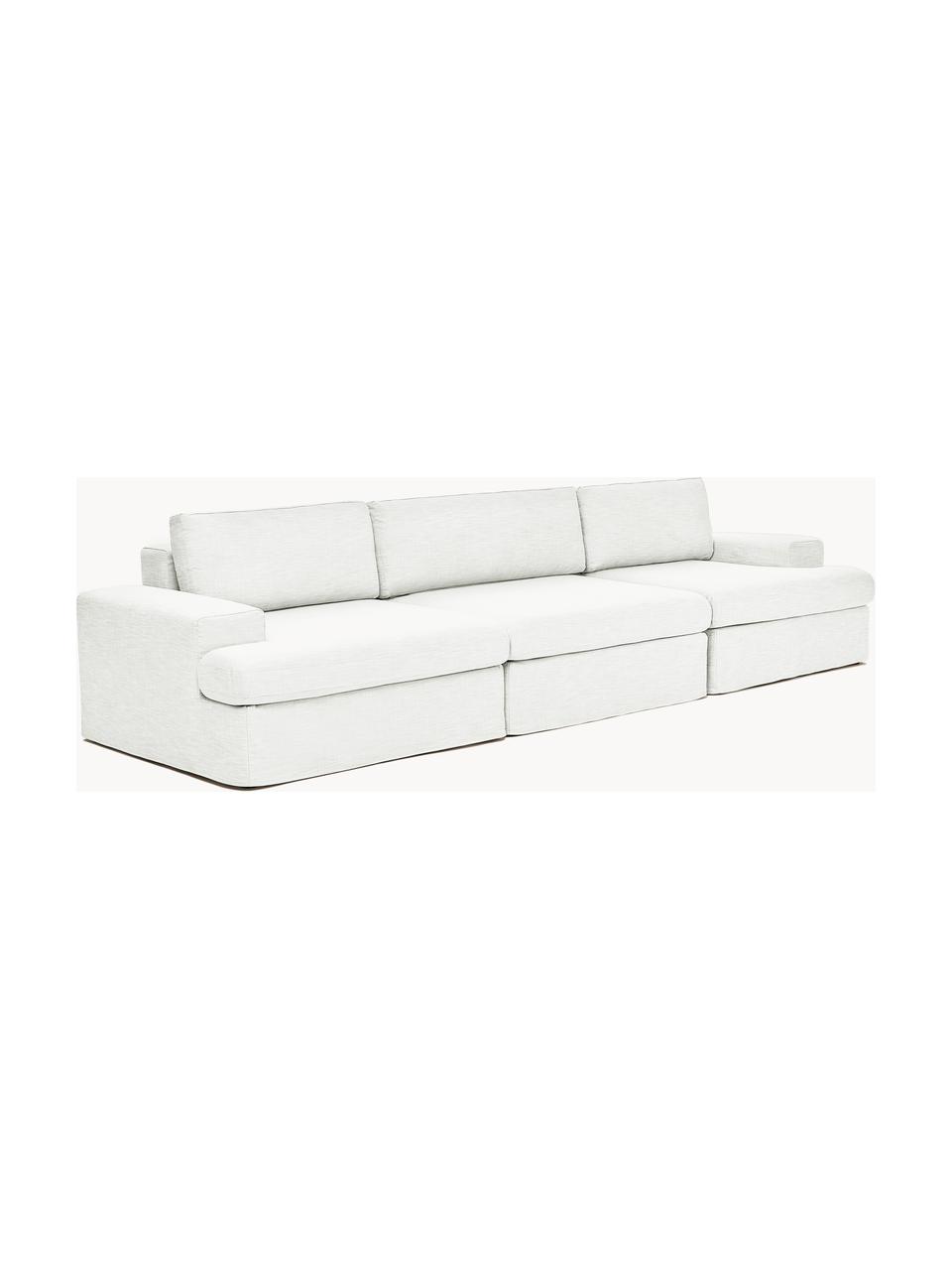 Sofá modular con tapizado desenfundable Russell (4 plazas), Tapizado: 100% algodón Alta resiste, Estructura: madera de pino maciza, co, Patas: plástico Este producto es, Tejido blanco Off White, An 309 x F 103 cm