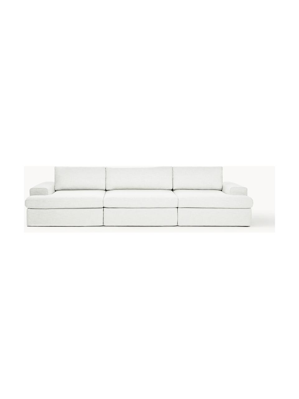 Modulares Sofa Russell (4-Sitzer) mit abnehmbaren Bezügen, Bezug: 100% Baumwolle Der strapa, Gestell: Massives Kiefernholz, Spe, Füße: Kunststoff Dieses Produkt, Webstoff Off White, B 309 x T 103 cm