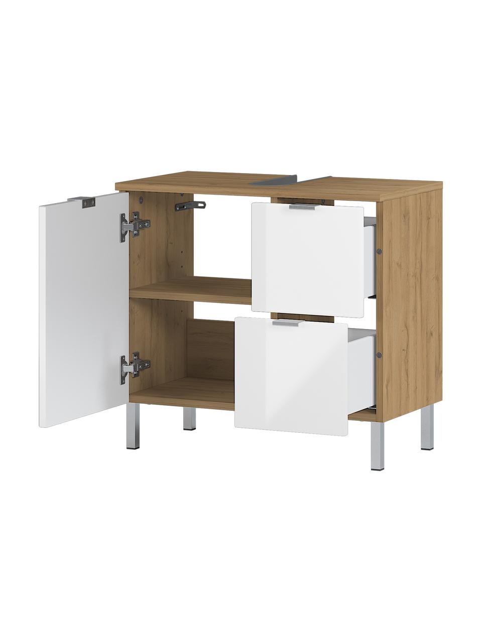 Badkamermeubel Sydney met lades, B 60 cm, Houtkleurig, wit, B 60 cm x H 56 cm