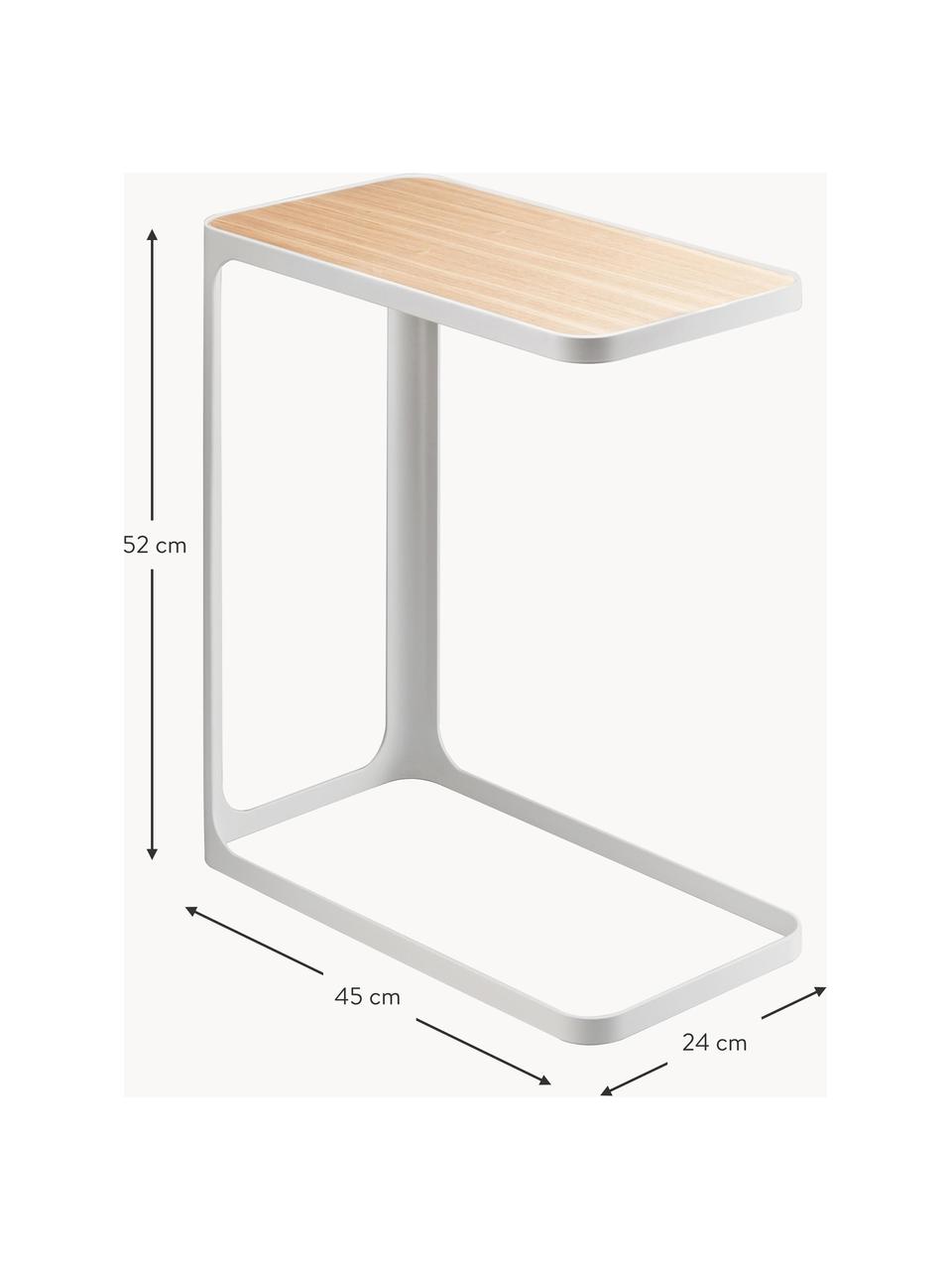 Odkládací stolek s dřevěnou deskou Frame, Bílá, světlé dřevo, Š 45 cm, V 52 cm