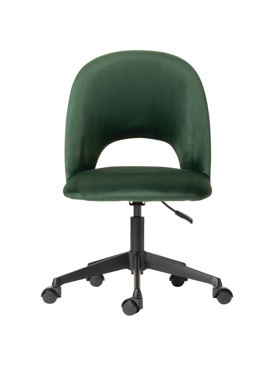 Sametová kancelářská otočná židle Rachel, výškově nastavitelná, Tmavě zelená, Š 65 cm, H 66 cm