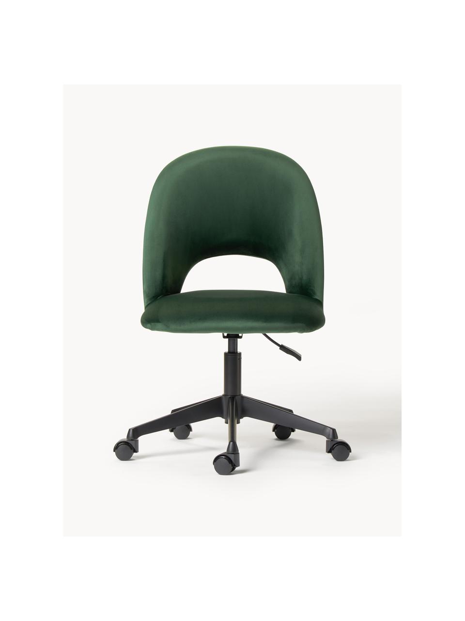 Chaise de bureau en velours Rachel, hauteur ajustable, Velours vert, larg. 65 x prof. 66 cm