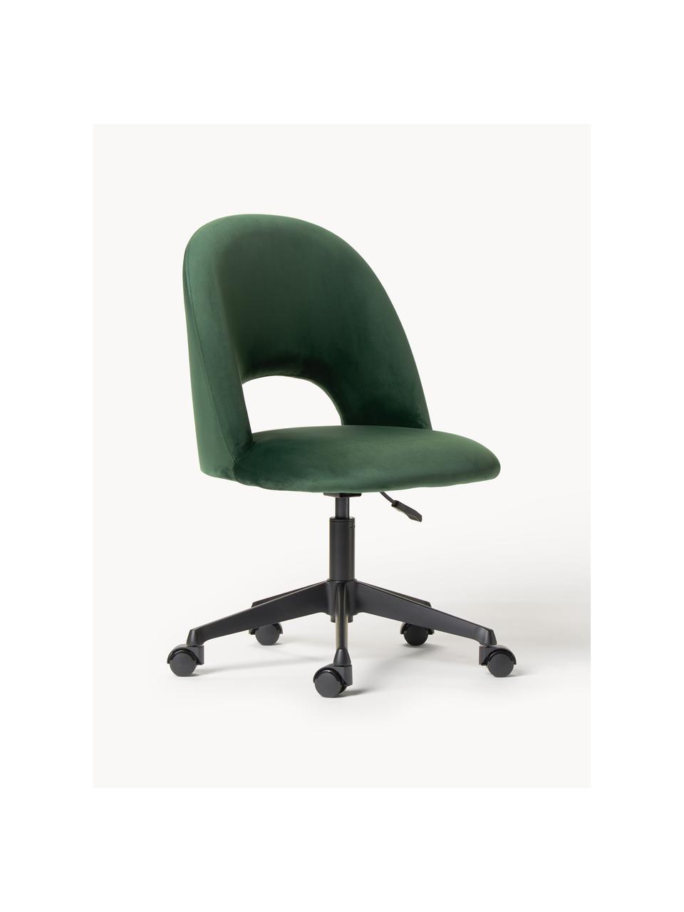 Chaise de bureau en velours Rachel, hauteur ajustable, Velours vert, larg. 65 x prof. 66 cm