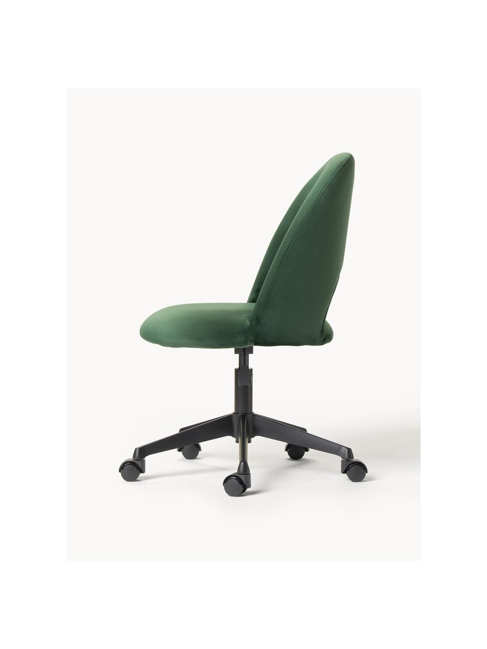 Chaise de bureau en velours Rachel, hauteur ajustable, Velours vert, larg. 65 x prof. 66 cm