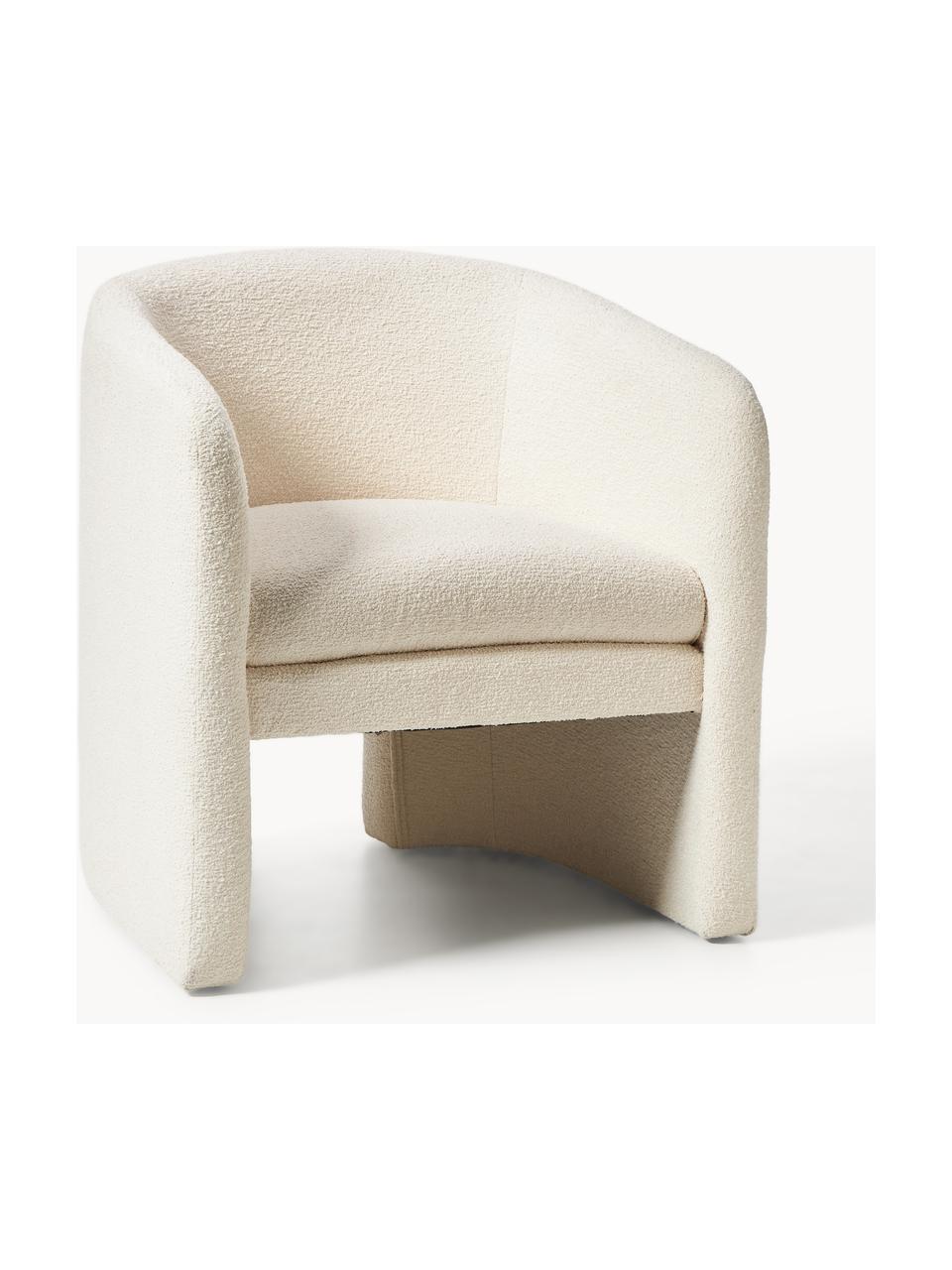 Fauteuil lounge en bouclette Mairo, Bouclette beige clair, larg. 68 x prof. 62 cm