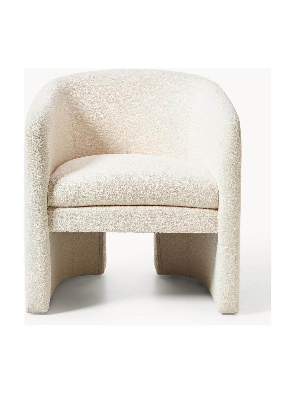 Fauteuil lounge en bouclette Mairo, Bouclette beige clair, larg. 68 x prof. 62 cm