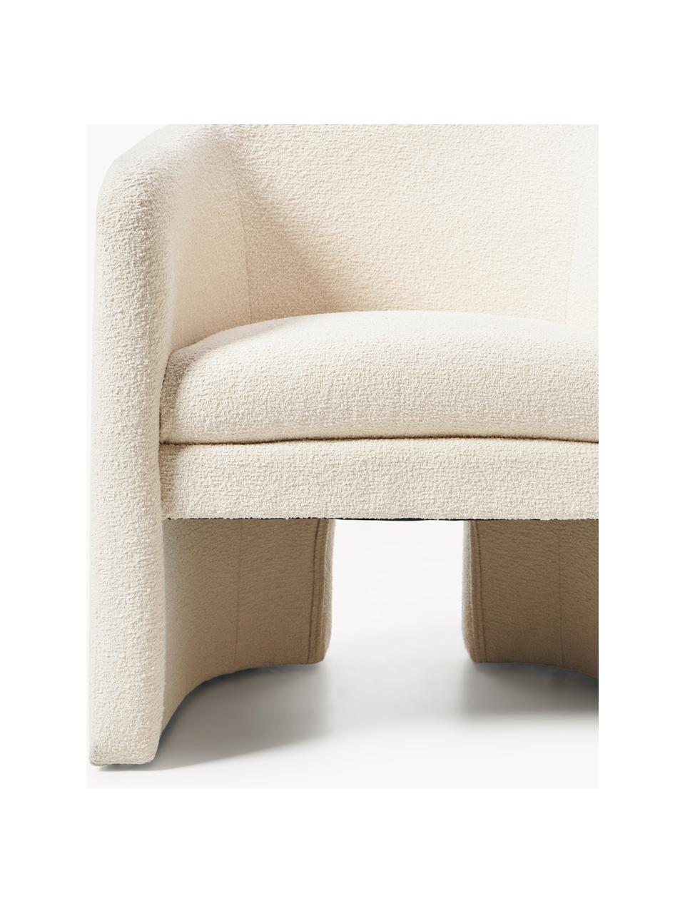 Fauteuil lounge en bouclette Mairo, Bouclette beige clair, larg. 68 x prof. 62 cm