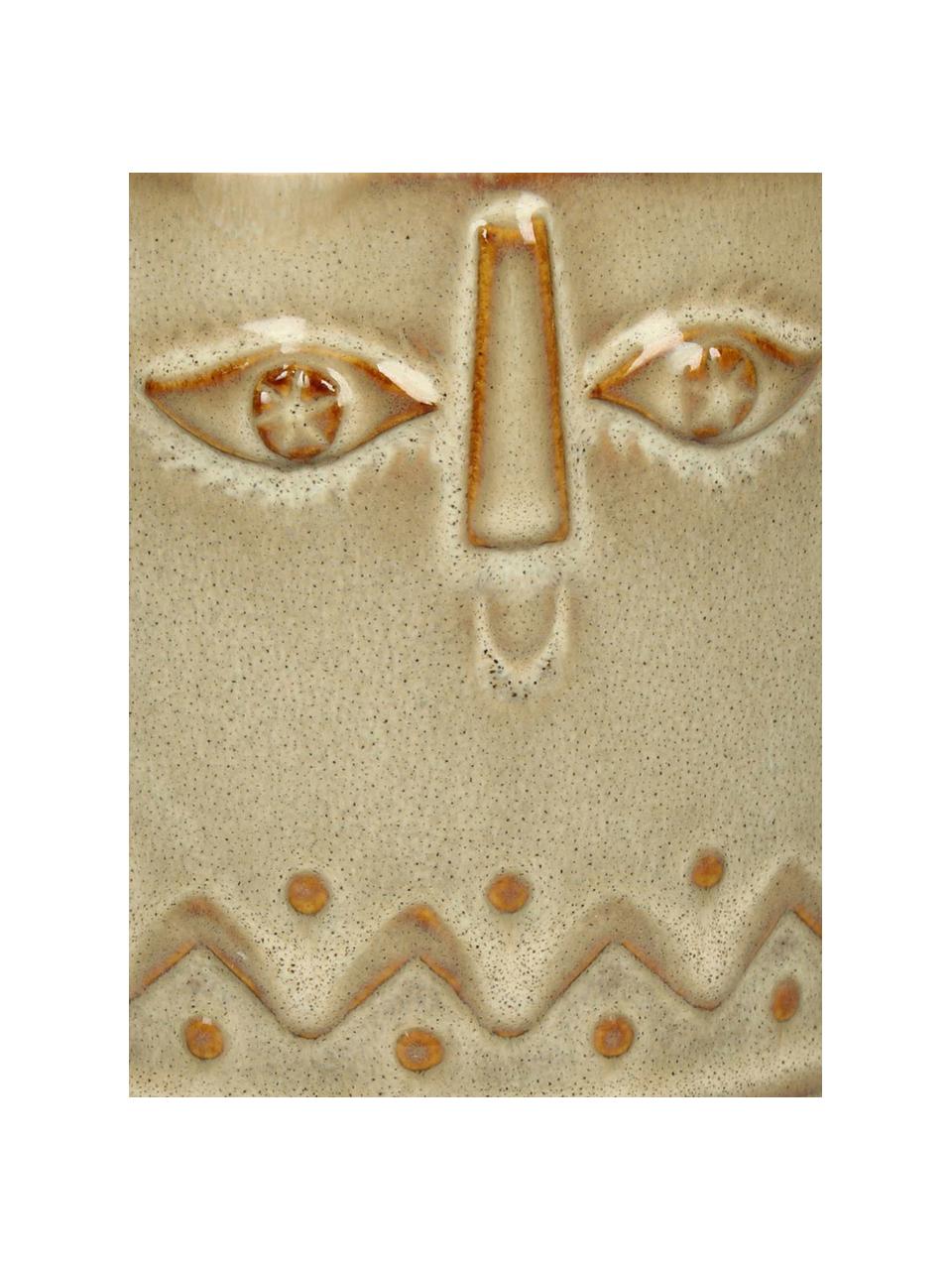 Portavaso viso di design in ceramica Sandy, Ceramica, Marrone, Ø 12 x Alt. 11 cm