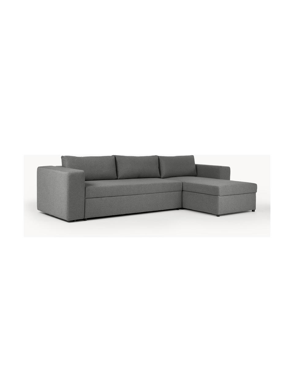 Grosses Schlafsofa Noah (4-Sitzer) mit Stauraum, Bezug: Polyester Der strapazierf, Gestell: Massives Buchennholz, FSC, Webstoff Anthrazit, B 343 x T 180 cm, Eckteil links