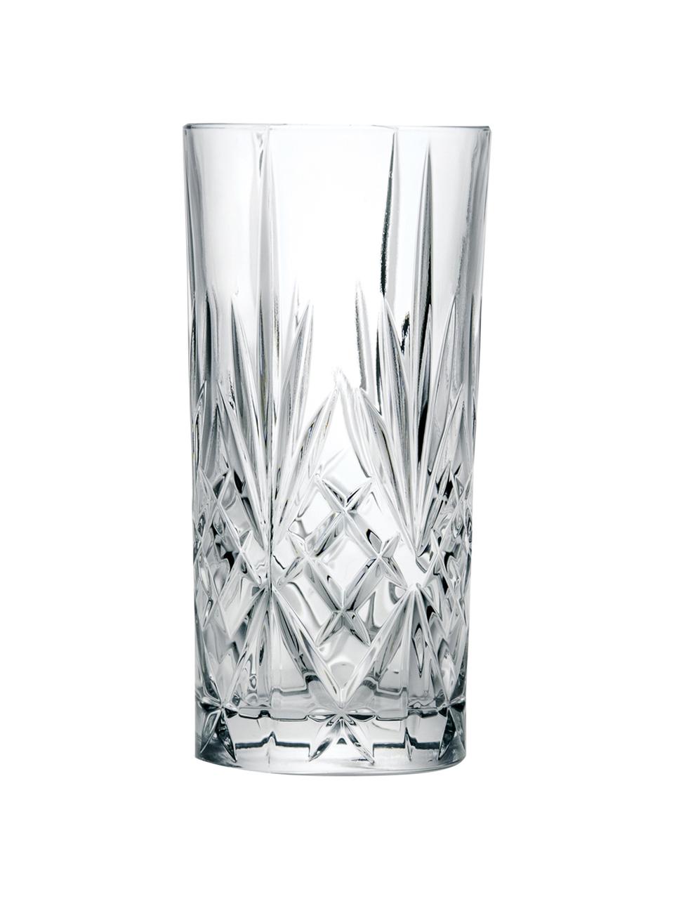 Kristall-Longdrinkgläser Melodia mit Reliefmuster, 6er-Set, Kristallglas, Transparent, Ø 7 x H 15 cm