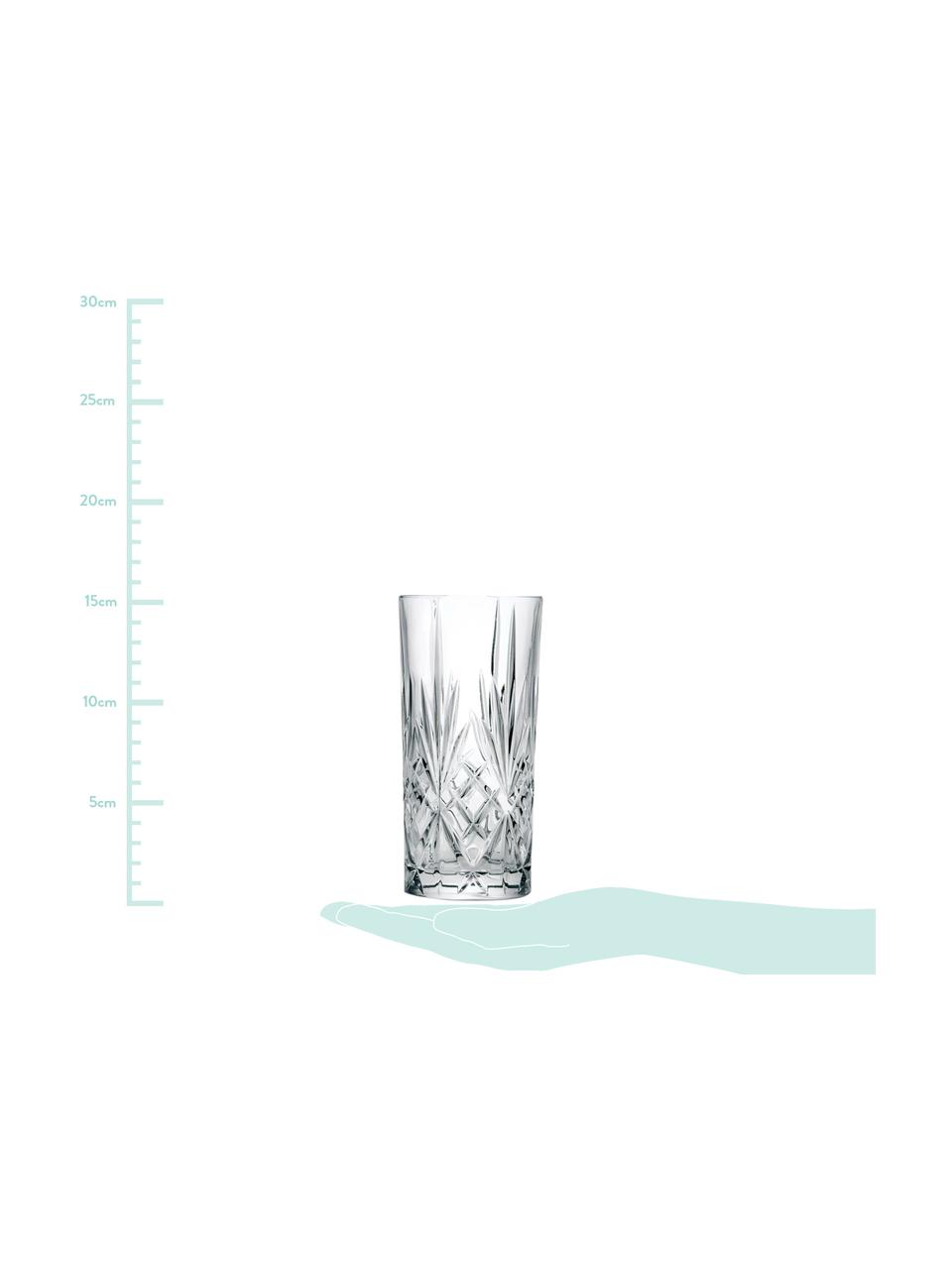 Vasos highball de cristal Melodia, 6 uds., Cristal, Transparente, Ø 7 x Al 15 cm