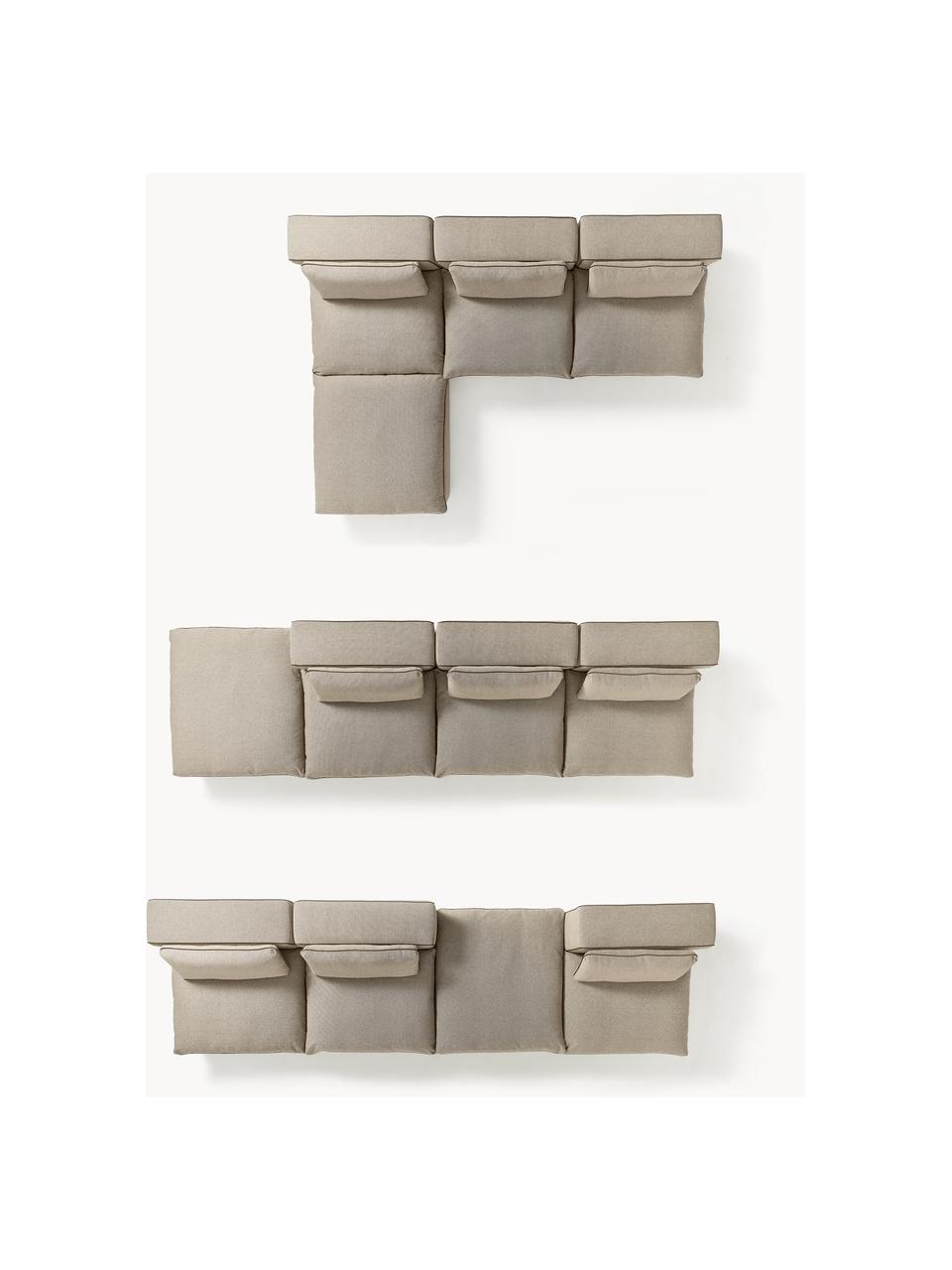 Canapé d'angle modulable avec pouf Felix, Tissu grège, larg. 300 x prof. 210 cm