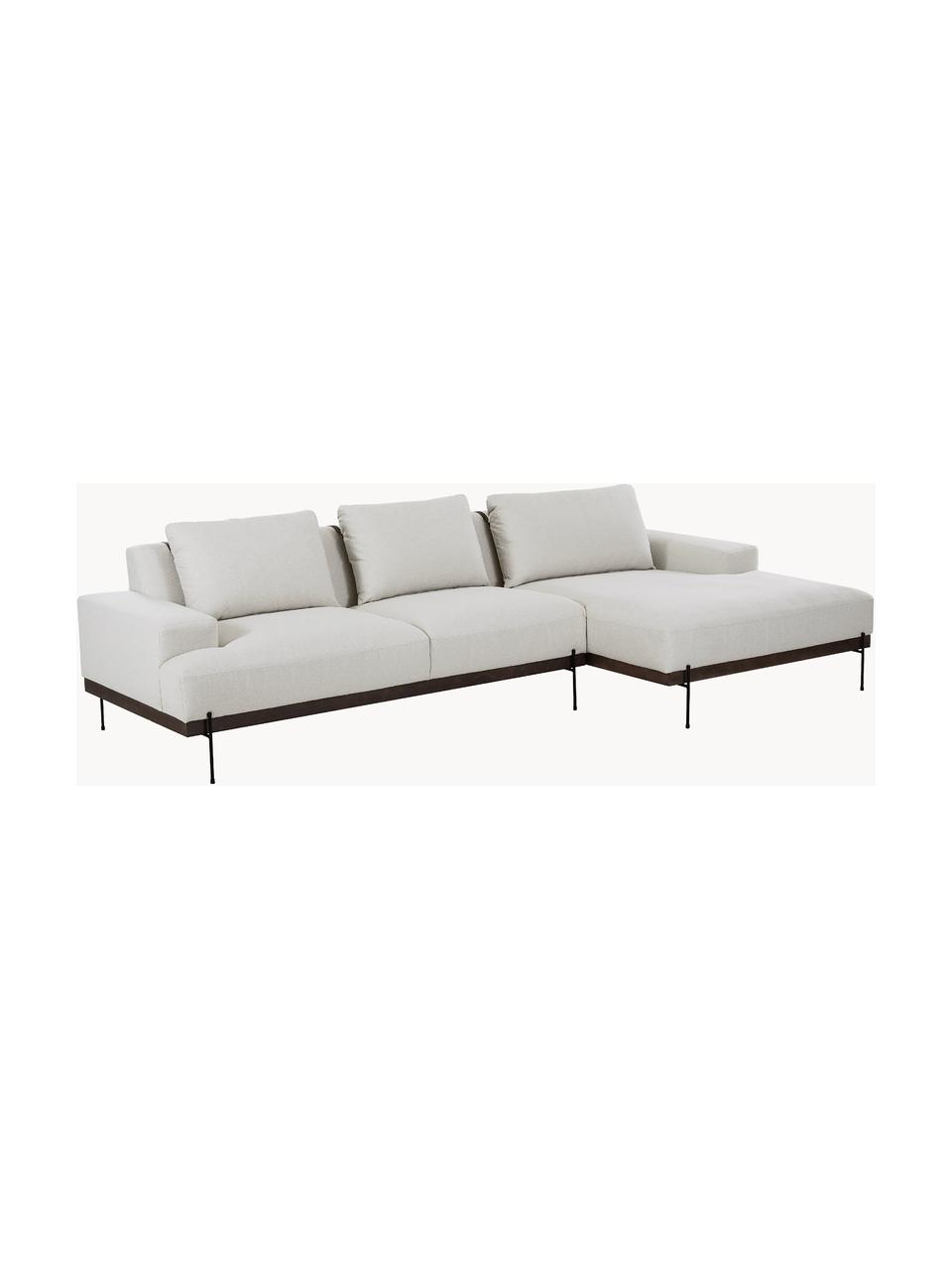 Ecksofa Brooks mit Metall-Füßen, Bezug: Polyester Der Bezug ist n, Gestell: Massives Kiefernholz, Rahmen: Lackiertes Kiefernholz, Füße: Metall, pulverbeschichtet, Webstoff Hellbeige, B 315 x T 148 cm, Eckteil links