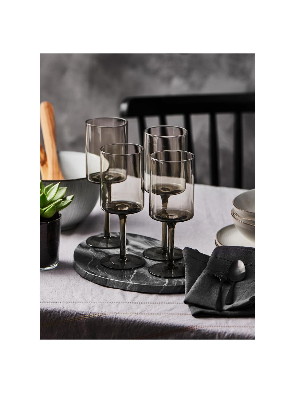 Copas de vino Savor, 4 uds., Vidrio, Gris antracita, Ø 8 x Al 23 cm