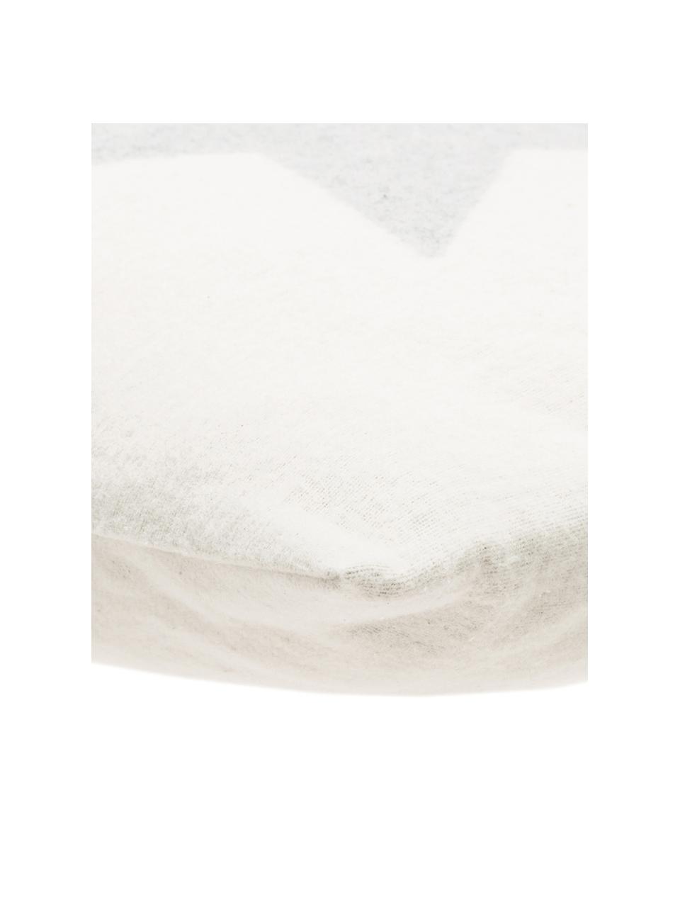 Fleece-Kissenhülle Silvretta mit Stern, 85% Baumwolle, 8% Viskose, 7% Polyacryl, Beige, Grau, 40 x 40 cm
