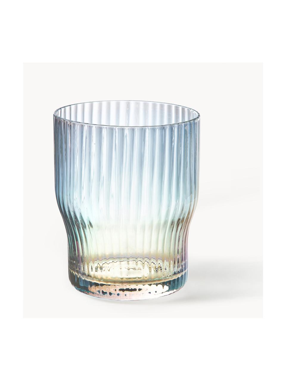 Vasos soplados artesanalmente con relieve Juno, 4 uds., Vidrio, Transparente, Ø 9 x Al 11 cm, 400 ml