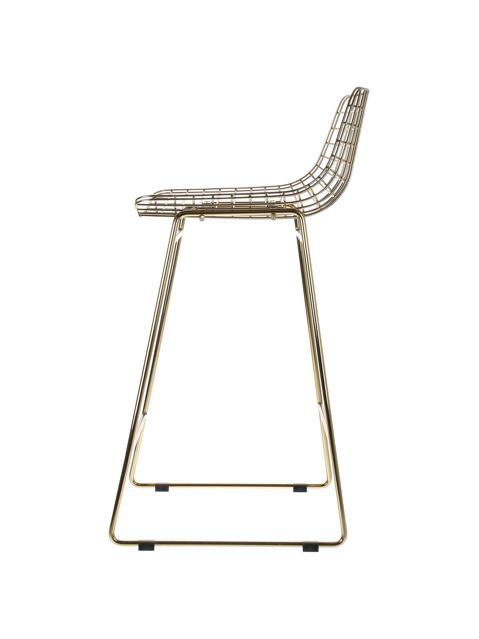Taburetes alto de metal Wire, 2 uds., Metal con pintura en polvo, Dorado, An 47 x Al 89 cm
