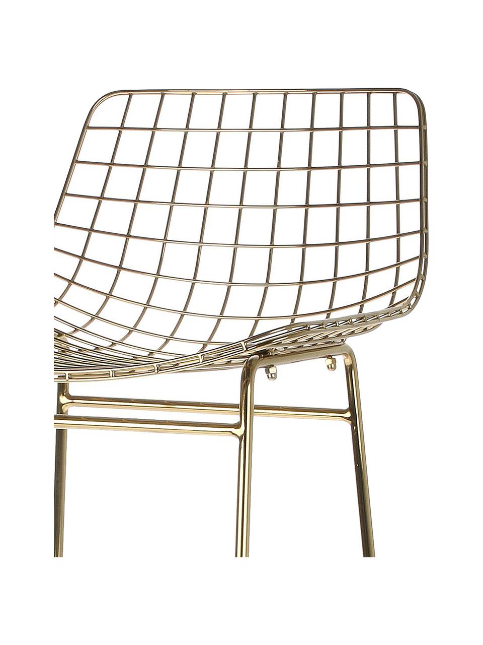 Metall-Thekenstühle Wire, 2 Stück, Metall, pulverbeschichtet, Goldfarben, B 47 x H 89 cm