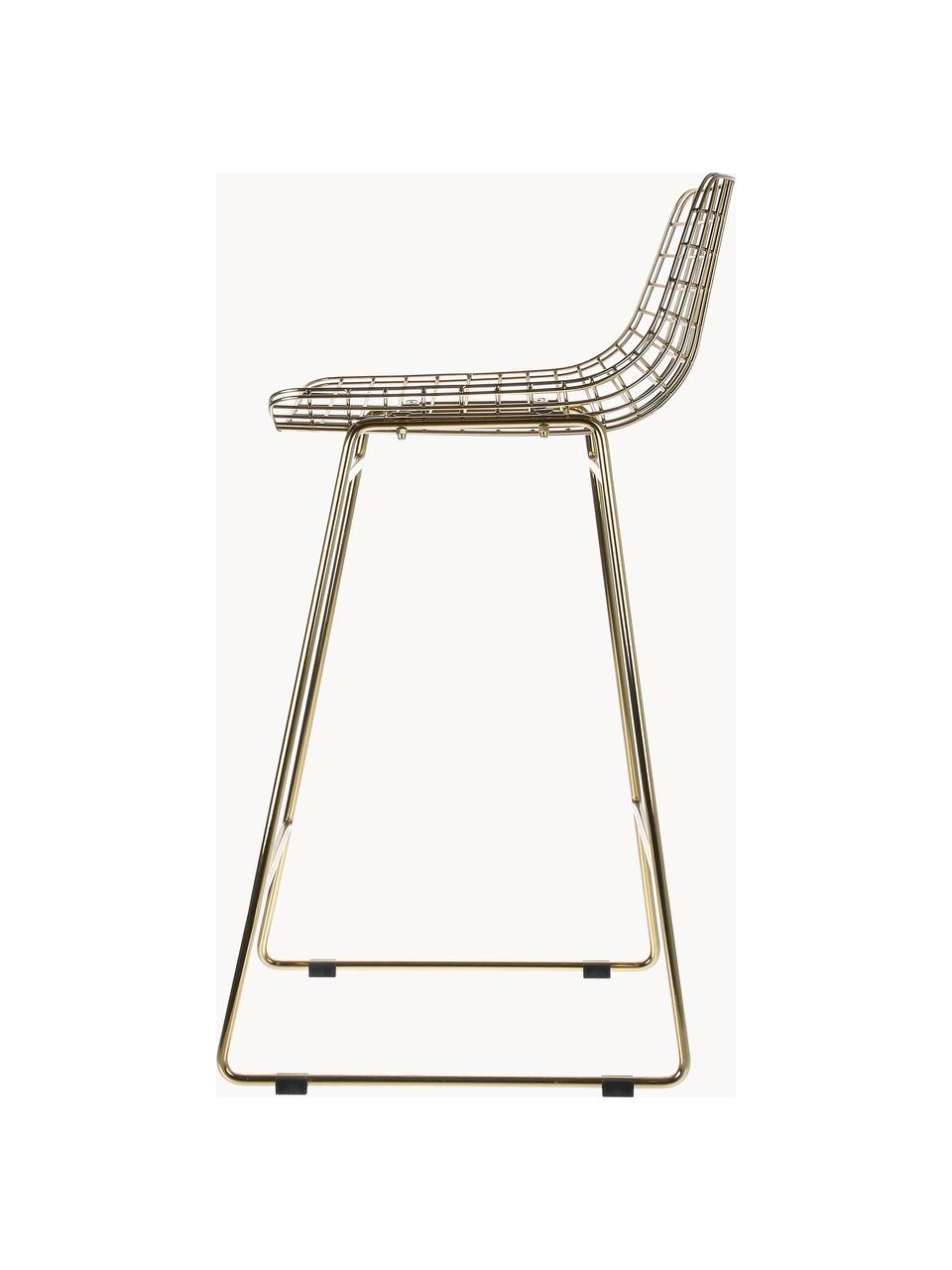 Barová židle z kovu Wire, 2 ks, Kov s práškovým nástřikem, Zlatá, Š 47 cm, V 89 cm