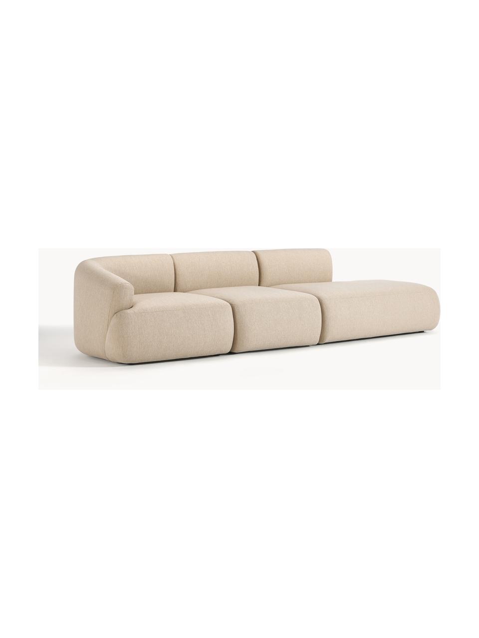 Chaise longue componibile XL Sofia, Rivestimento: teddy (100% polipropilene, Struttura: abete rosso, truciolare, , Piedini: plastica Questo prodotto , Tessuto beige chiaro, Larg. 340 x Prof. 103 cm, schienale a sinistra