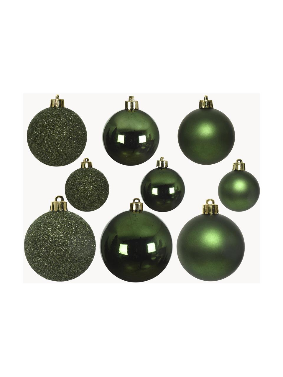 Bolas de Navidad irrompibles Mona, 30 uds., Verde oscuro, Set de diferentes tamaños