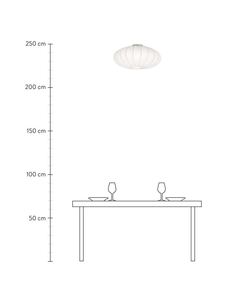 Plafoniera in tessuto Mamsell, Paralume: 60 % poliestere, 40 % ray, Baldacchino: metallo, Bianco, Ø 55 x Alt. 26 cm