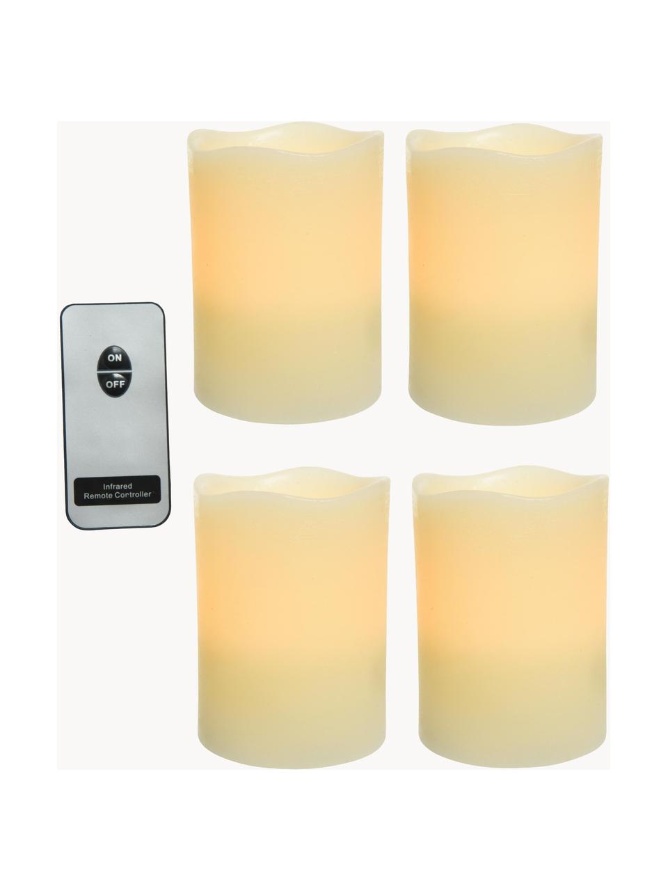 Bougies LED à piles Beno, 4 pièces, Cire, Jaune pâle, Ø 8 x haut. 10 cm