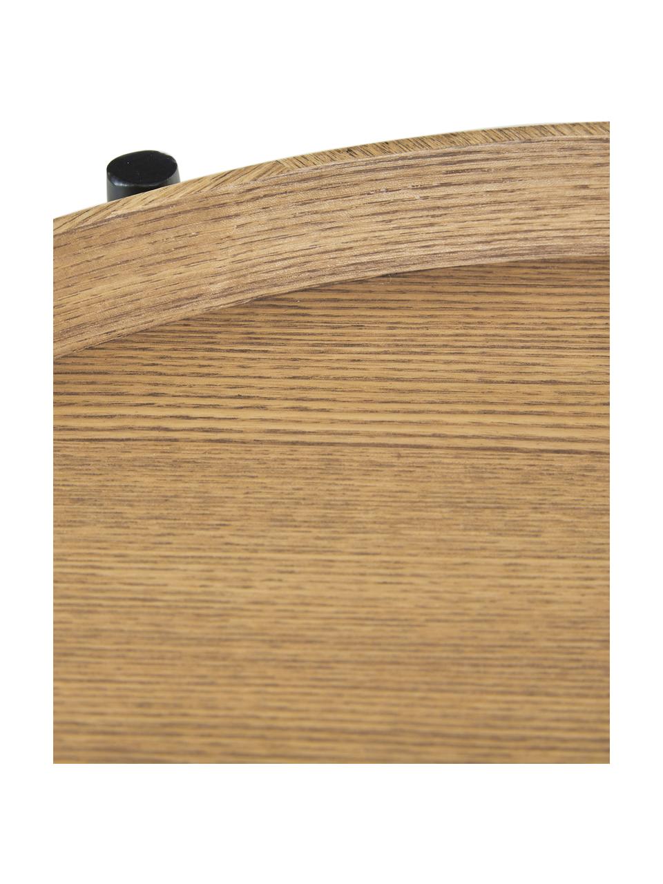 Holz-Beistelltisch Renee mit Eschenholzfurnier, Gestell: Metall, pulverbeschichtet, Eschenholz, Ø 44 x H 49 cm